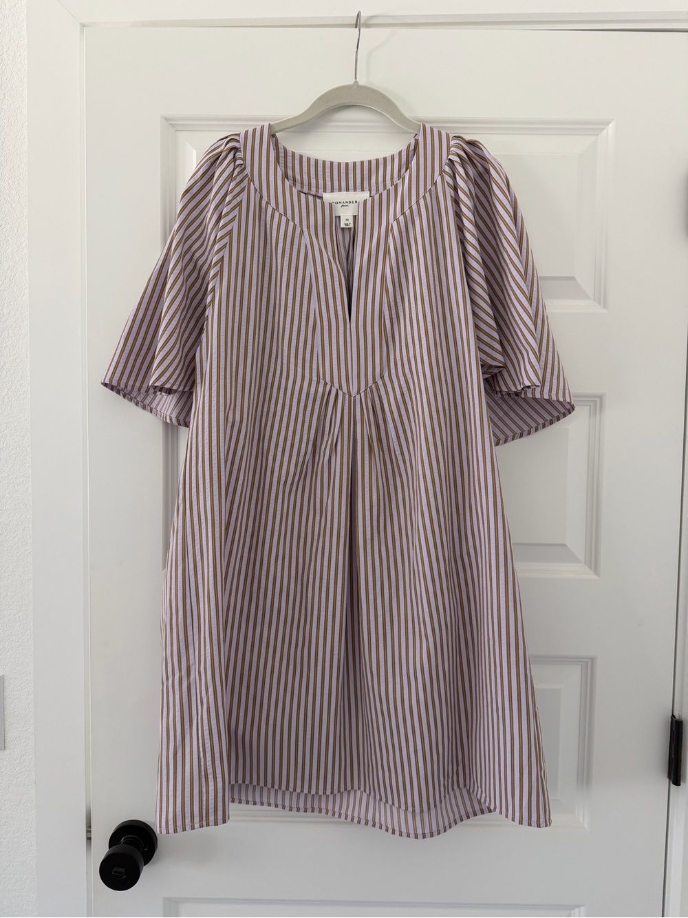 Pomander Place Pink and White Striped Midi Dress